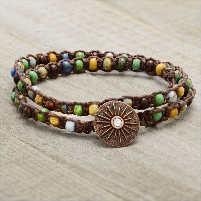 Copper Travertine Wrap Bracelet