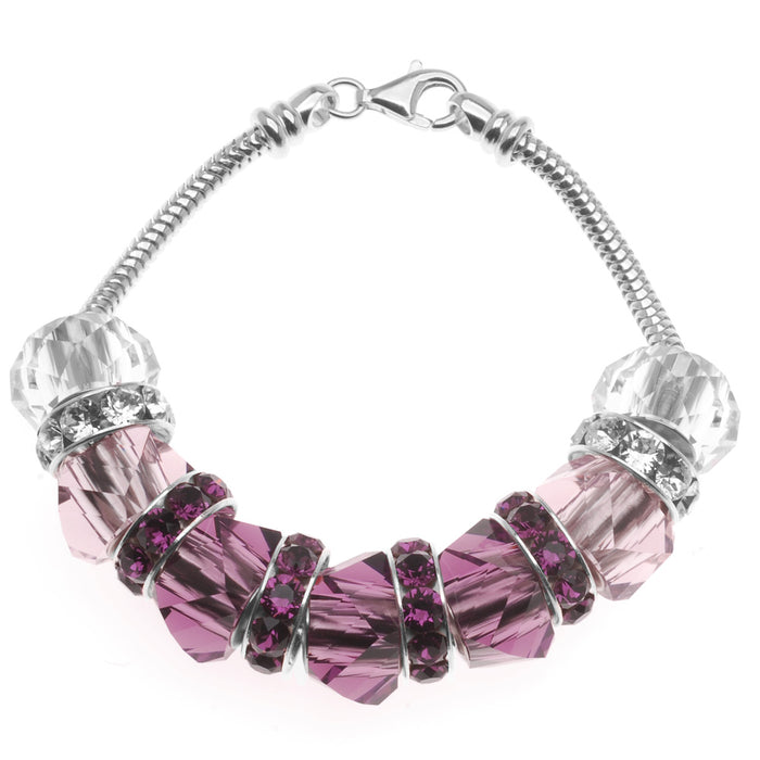 Retired - European Style Austrian Crystal February Birthstone Bracelet