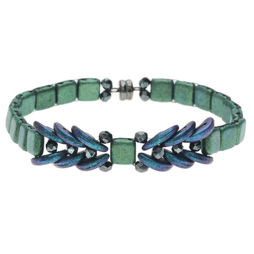 Ophelia Bracelet in Metallic Green Suede