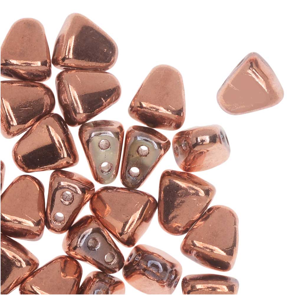 Czech Glass Matubo, Triangular 2-Hole Nib-Bit Beads 5.5x6mm, Double Sided Apollo - Gold (2.5" Tube)