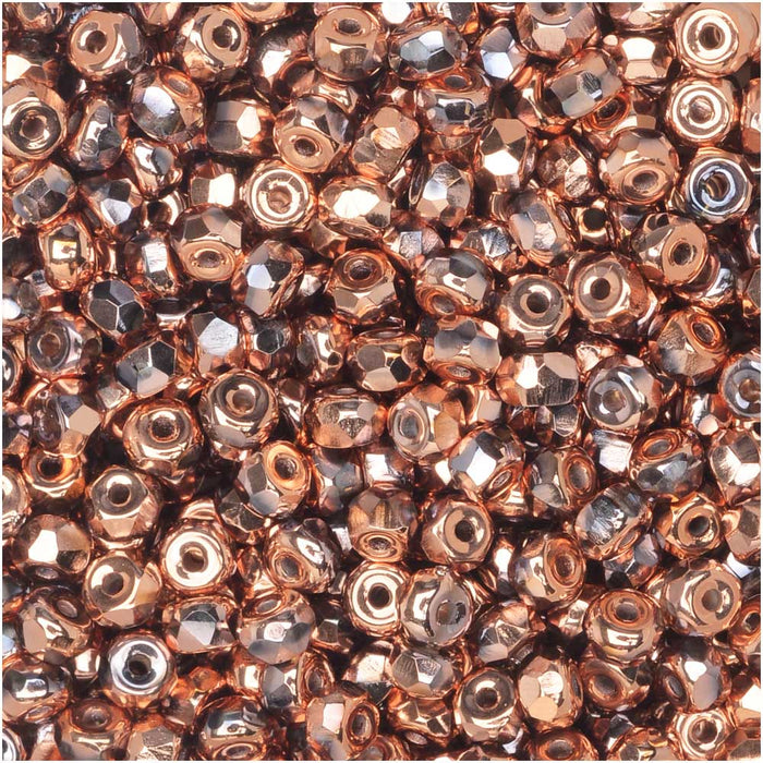 True2 Czech Fire Polished Glass, Faceted Micro Spacer Beads 2x3mm, Crystal Full Capri (100 Pieces)