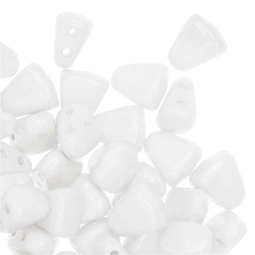 Czech Glass Matubo, Triangular 2-Hole Nib-Bit Beads 5.5x6mm, Luster - Opaque White (2.5" Tube)