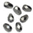 Czech Fire Polished Glass Beads, Teardrop 8x6mm, Hematite Full-Coat (1 Strand)