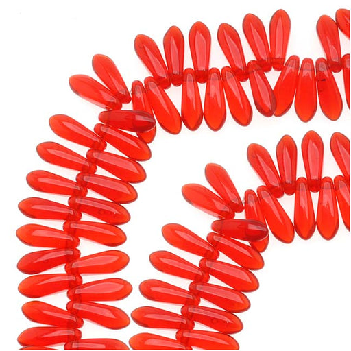 Czech Glass 3 x 10mm Dagger Spear Beads Siam Ruby (1 Strand)