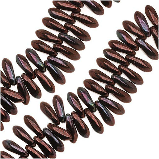 Czech Glass 3 x 10mm Dagger Spear Beads Metallic Amethyst Luster (1 Strand)