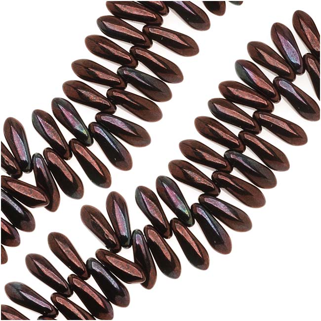 Czech Glass 3 x 10mm Dagger Spear Beads Metallic Amethyst Luster (1 Strand)