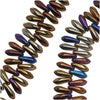 Czech Glass 3 x 10mm Dagger Beads - Brown Iris  (50 pcs)