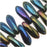 Czech Glass 3 x 10mm Dagger Beads - Green Iris  (50 pcs)