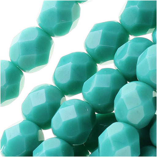 Czech Fire Polished Glass Beads 6mm Round 'Persian Turquoise' (25 pcs)