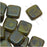 CzechMates Glass 2-Hole Square Tile Beads 6mm 'Opaque Olive Picasso' (1 Strand)