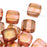 CzechMates Glass 2-Hole Square Tile Beads 6mm 'Rose / Gold Topaz Luster' (1 Strand)