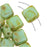 CzechMates Glass 2-Hole Square Tile Beads 6mm - Opaque Pale Turquoise Picasso (1 Strand)