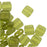 CzechMates Glass, 2-Hole Square Tile Beads 6mm, Gold Marbled Olivine (1 Strand)