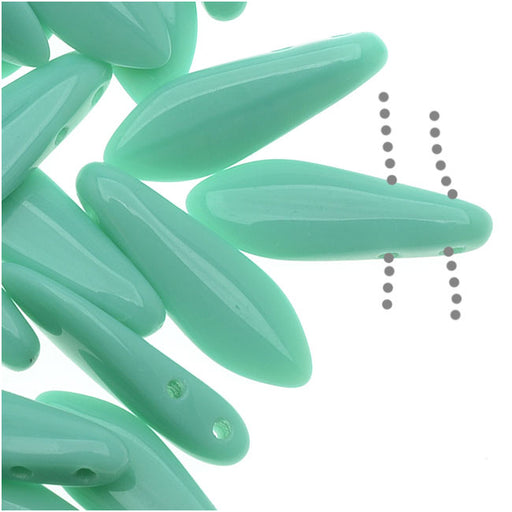 CzechMates Glass 2-Hole Dagger Spear Beads 16x5mm - Turquoise (1 Strand)