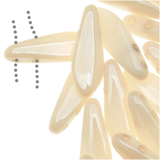 CzechMates Glass 2-Hole Dagger Spear Beads 16x5mm - Opaque Champagne Luster (1 Strand)