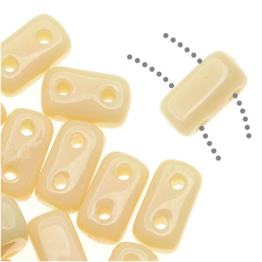 CzechMates Glass 2-Hole Rectangle Brick Beads 6x3mm - Opaque Light Beige (1 Strand)