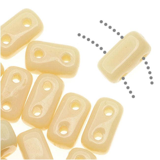 CzechMates Glass 2-Hole Rectangle Brick Beads 6x3mm - Opaque Light Beige (1 Strand)