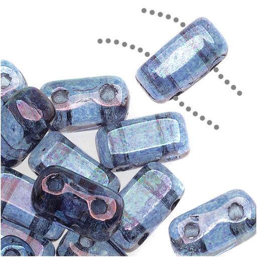 CzechMates Glass 2-Hole Rectangle Brick Beads 6x3mm -Transparent Amethyst Luster (1 Strand)