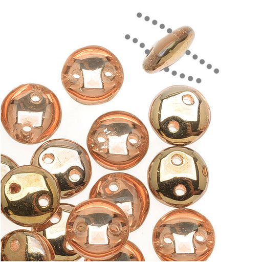 CzechMates Glass 2-Hole Round Flat Lentil Beads 6mm - Apollo Gold (1 Strand)