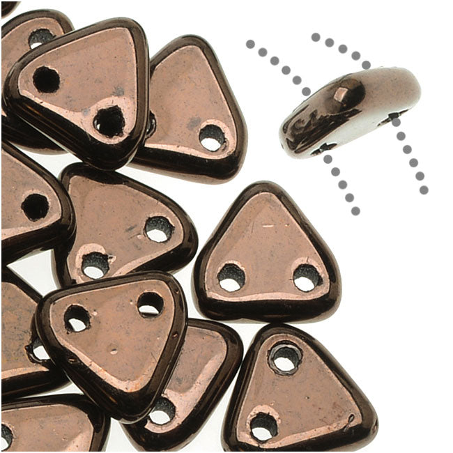 CzechMates 2-Hole Triangle Beads 6mm - Dark Bronze (2.5" Tube)