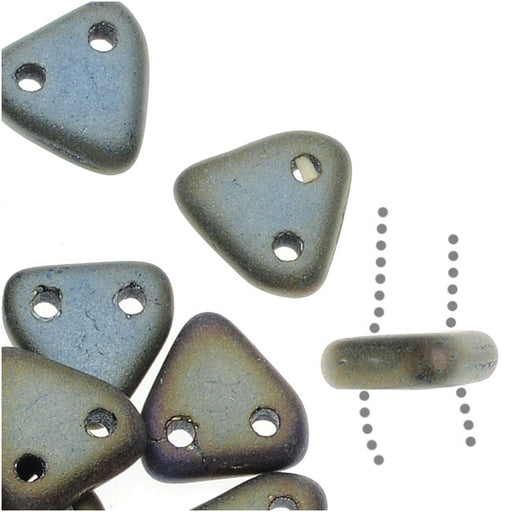 CzechMates 2-Hole Triangle Beads 6mm - Matte Brown Iris (2.5" Tube)
