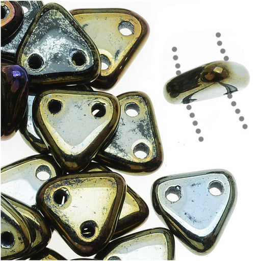 CzechMates 2-Hole Triangle Beads 6mm - Brown Iris (2.5" Tube)