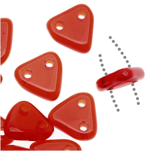 CzechMates 2-Hole Triangle Beads 6mm - Siam Ruby (2.5" Tube)