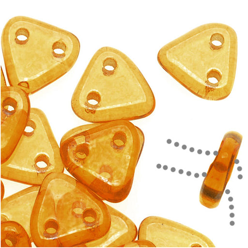 CzechMates 2-Hole Triangle Beads 6mm - Topaz / Champagne Luster (10 Gram Tube)