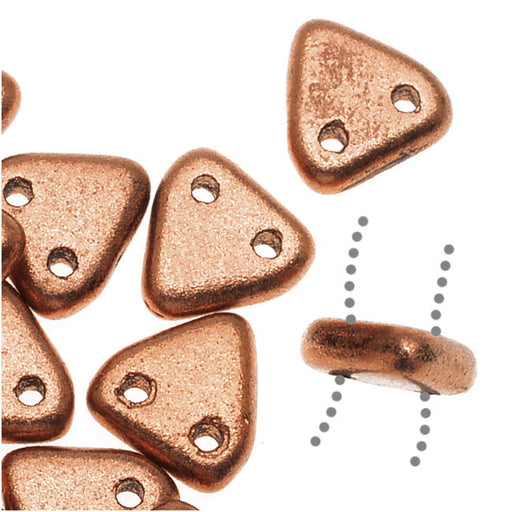 CzechMates 2-Hole Triangle Beads 6mm - Matte Metallic Copper (10 Gram Tube)
