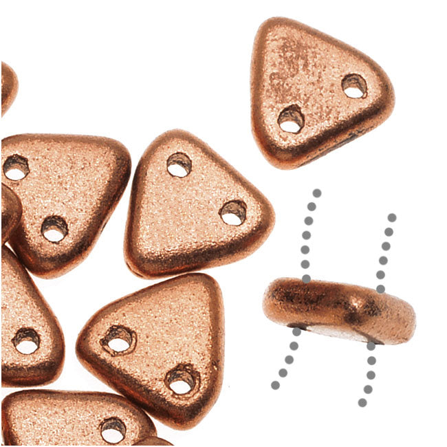 CzechMates 2-Hole Triangle Beads 6mm - Matte Metallic Copper (10 Gram Tube)