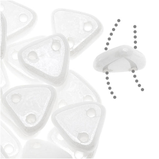 CzechMates 2-Hole Triangle Beads 6mm - Opaque White Luster (2.5" Tube)