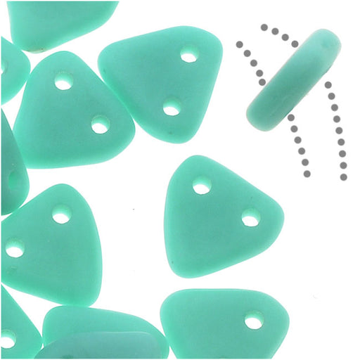 CzechMates 2-Hole Triangle Beads 6mm - Matte Turquoise (2.5" Tube)