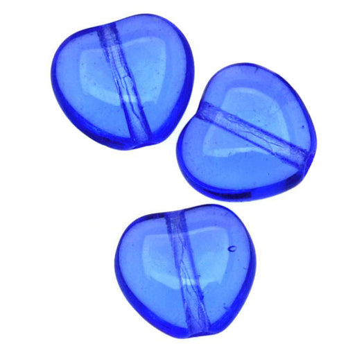 Czech Glass - Heart Shaped Beads 8.5x7.5mm Sapphire (1 Strand)