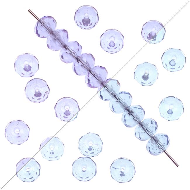 Czech Fire Polished Glass, Donut Rondelle Beads 6.5x4.5mm 'Alexandrite' (25 pcs)
