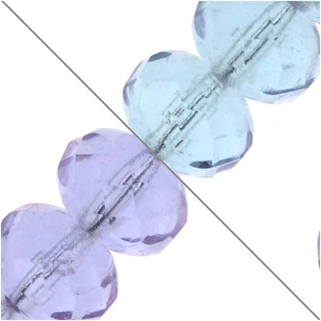 Czech Fire Polished Glass, Donut Rondelle Beads 8.5x5.5mm 'Alexandrite' (25 pcs)