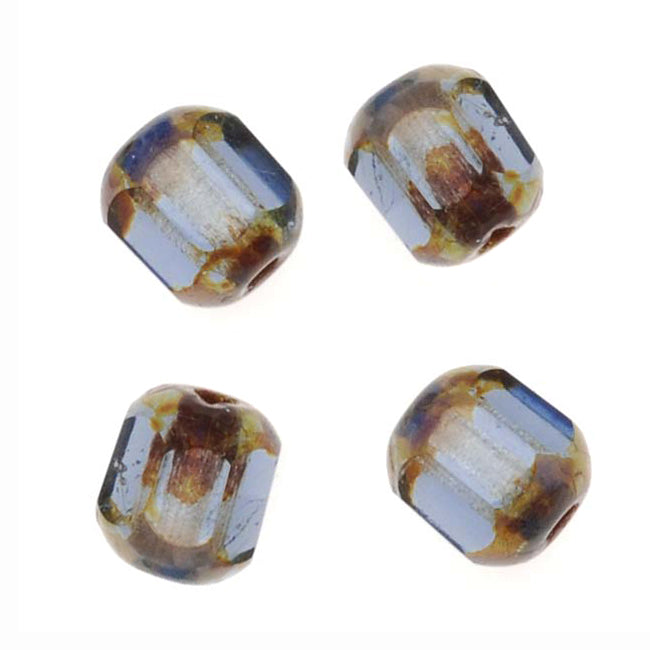 Czech Glass Cathedral Window Beads 6mm Montana Blue (1 Strand)