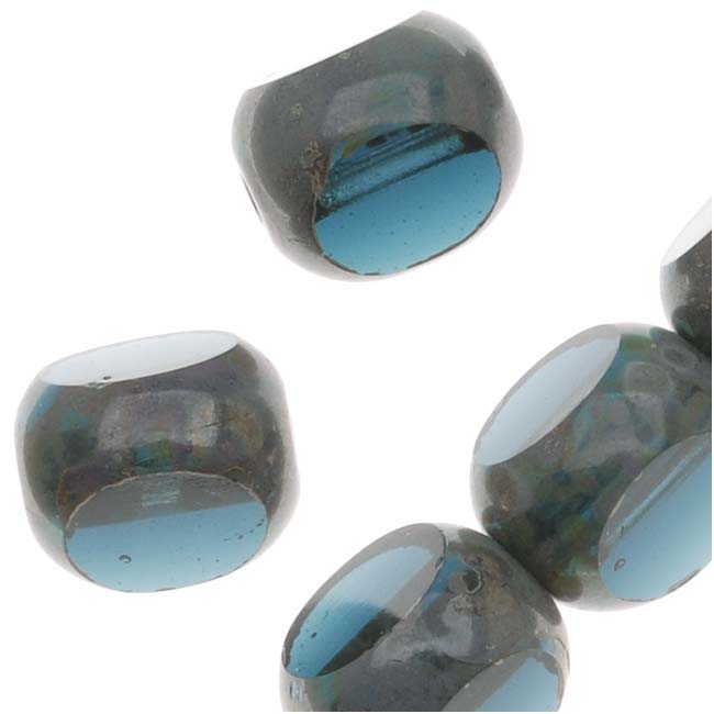Czech Glass Triangular Table Cut Window Beads 8mm Montana Blue (1 Strand)