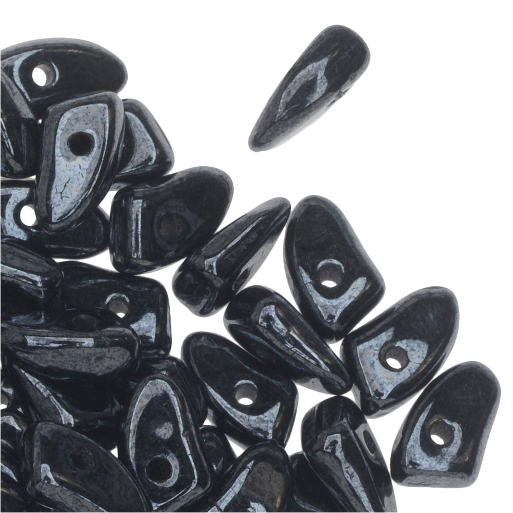 Czech Glass, Prong Beads 6x3.5mm, Hematite (2.5" Tube)