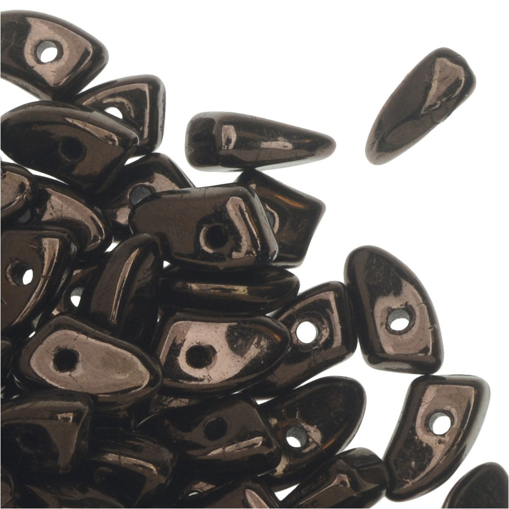 Czech Glass, Prong Beads 6x3.5mm, Dark Bronze (2.5" Tube)