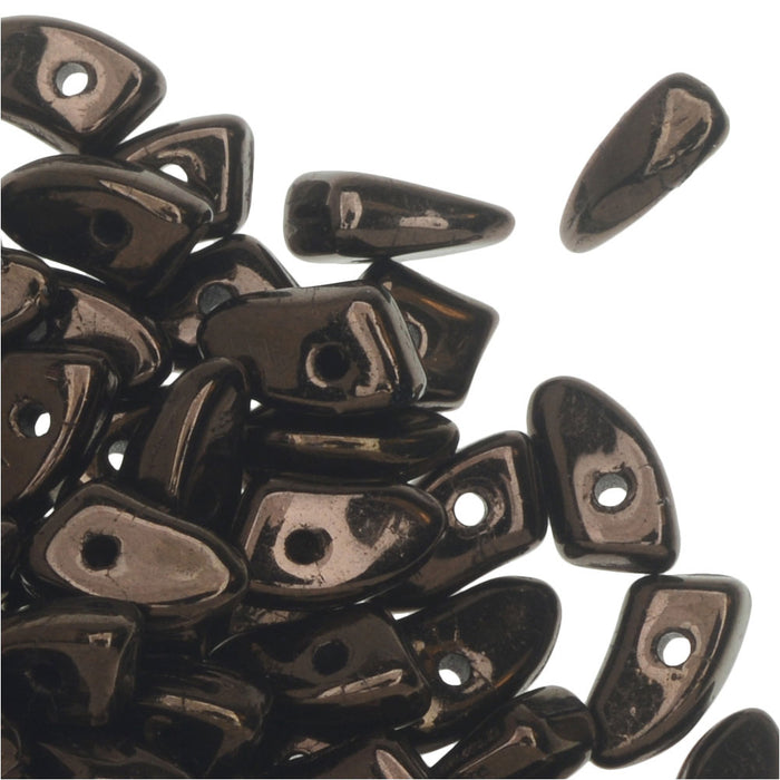 Czech Glass, Prong Beads 6x3.5mm, Dark Bronze (2.5" Tube)