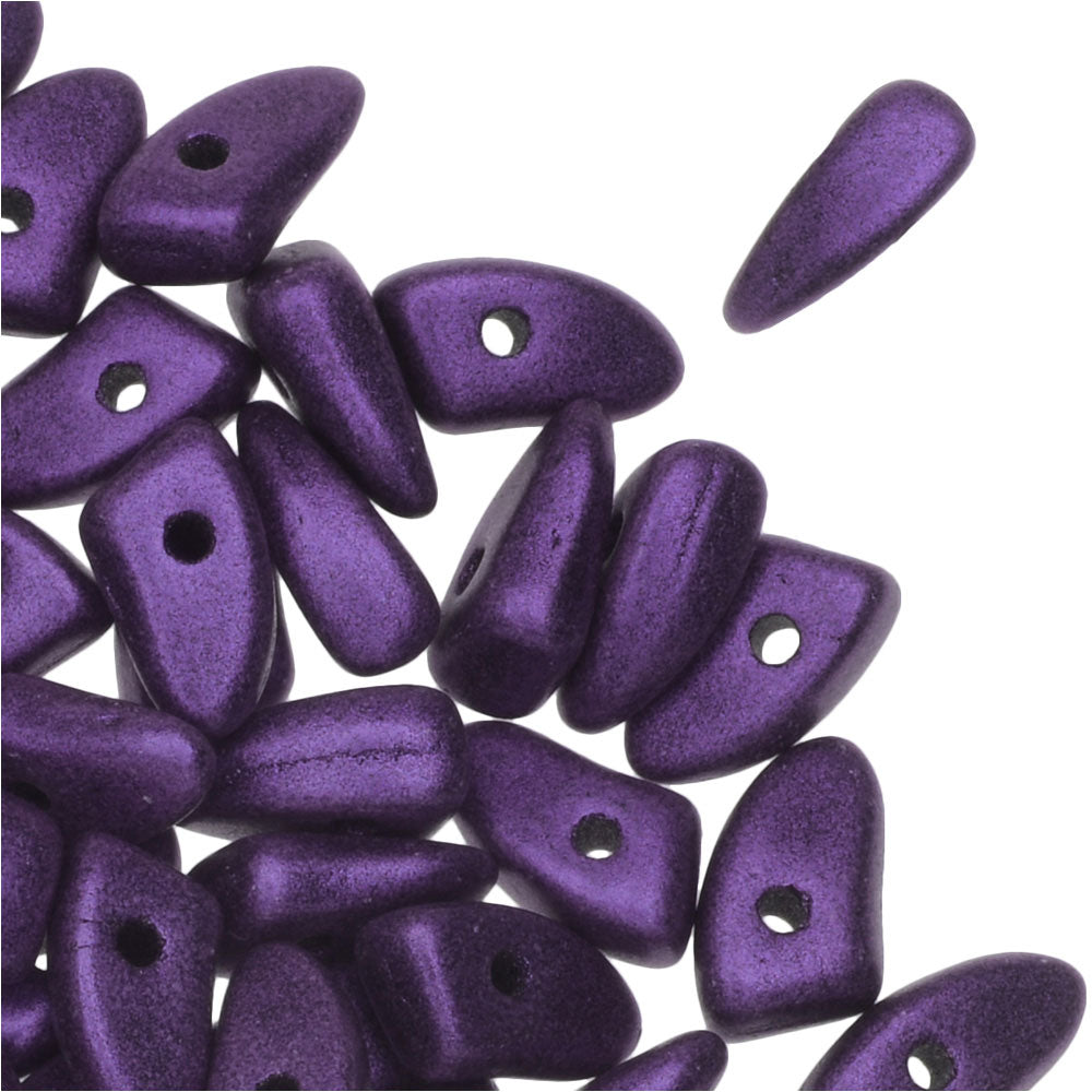 Czech Glass, Prong Beads 6x3.5mm, Metallic Purple Suede (2.5" Tube)