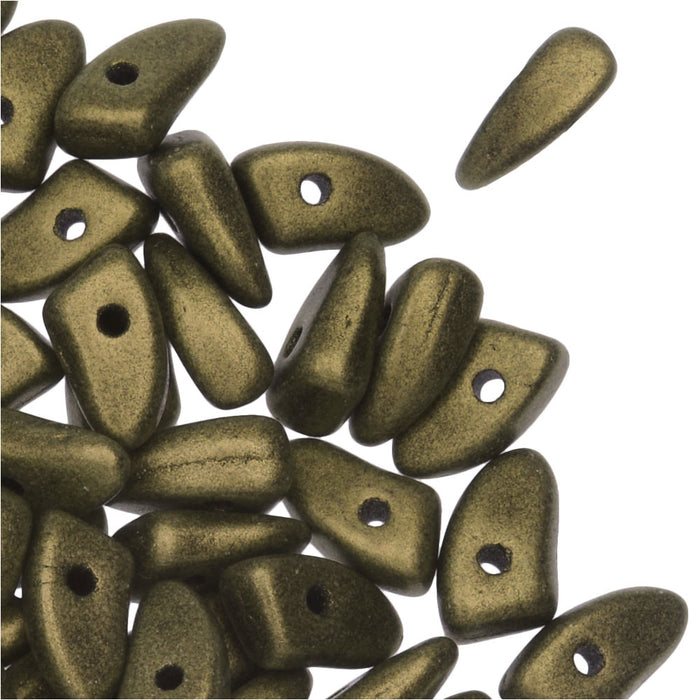 Czech Glass, Prong Beads 6x3.5mm, Metallic Gold Suede (2.5" Tube)