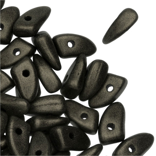 Czech Glass, Prong Beads 6x3.5mm, Metallic Dark Green Suede (2.5" Tube)