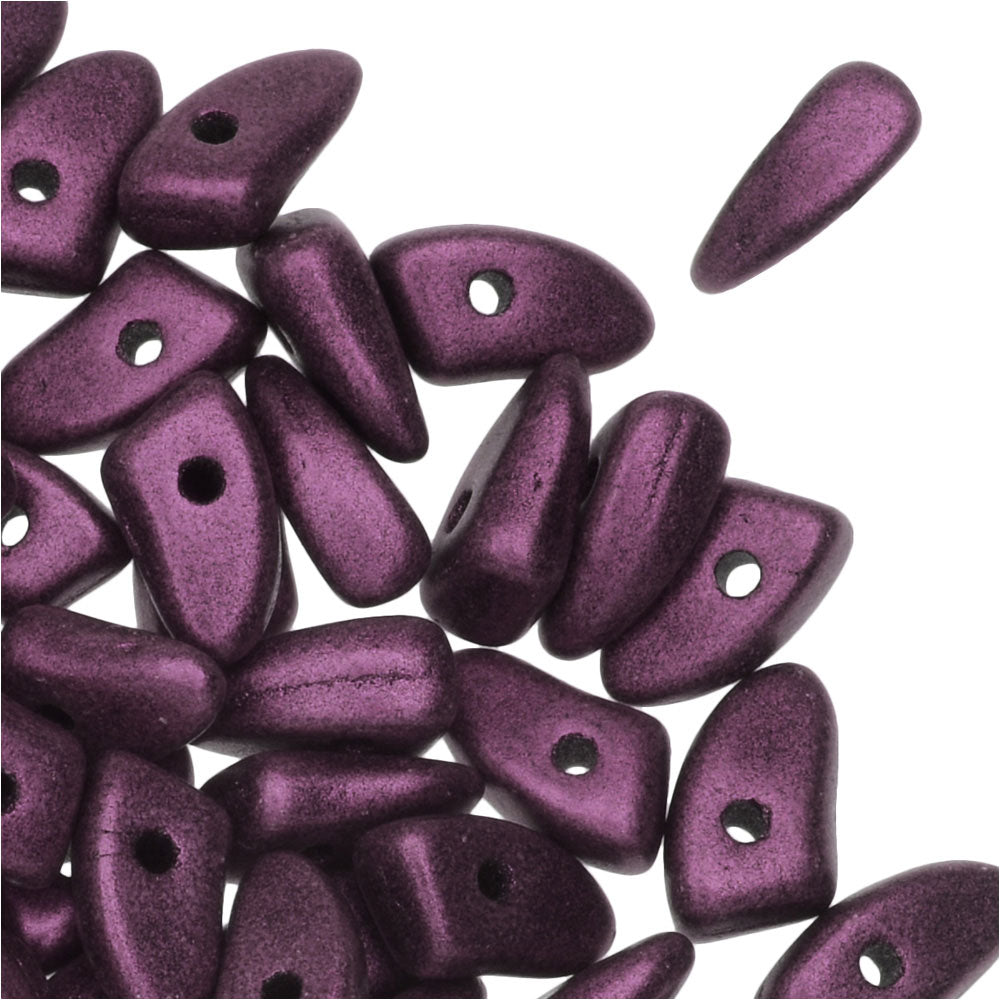 Czech Glass, Prong Beads 6x3.5mm, Metallic Pink Suede (2.5" Tube)