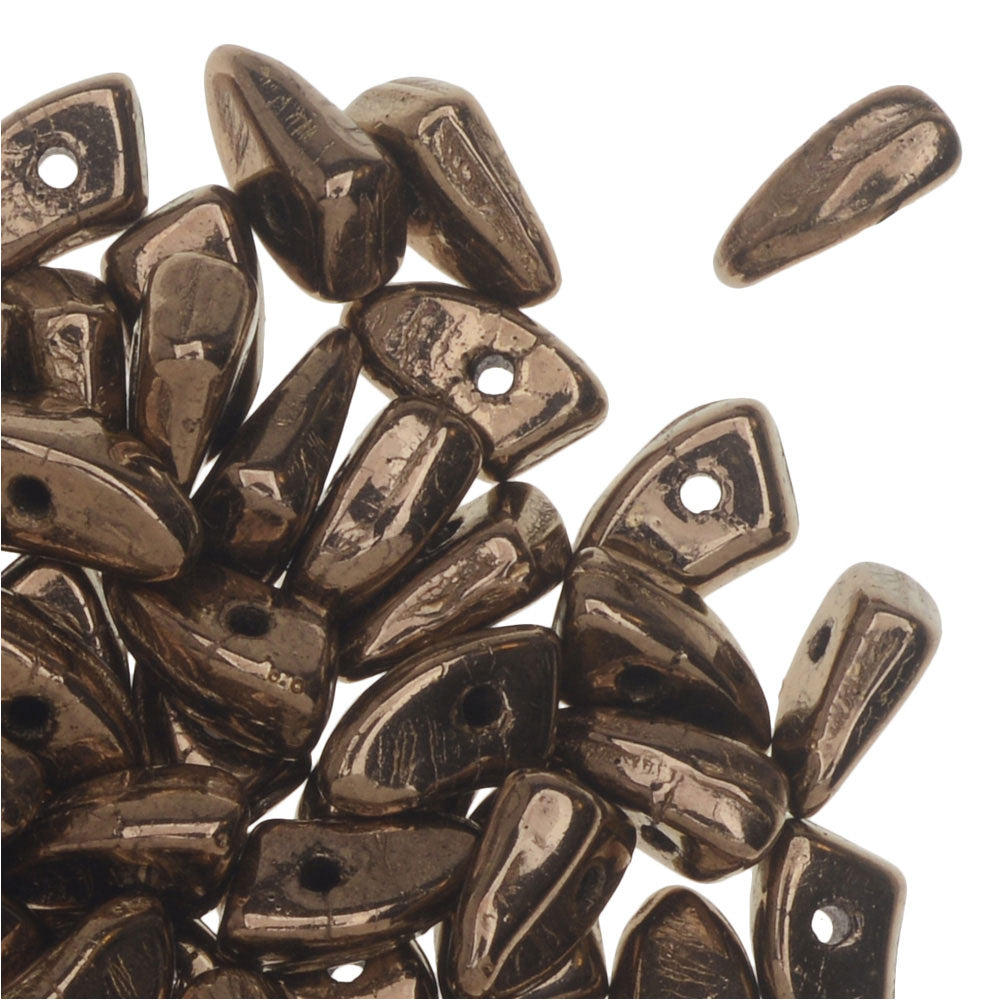 Czech Glass, Prong Beads 6x3.5mm, Bronze (2.5" Tube)
