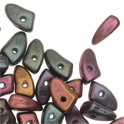 Czech Glass, Prong Beads 6x3.5mm, Matte Metallic Bronze Iris (2.5" Tube)