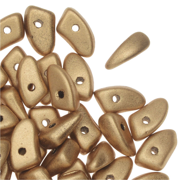 Czech Glass, Prong Beads 6x3.5mm, Matte Metallic Flax (2.5" Tube)