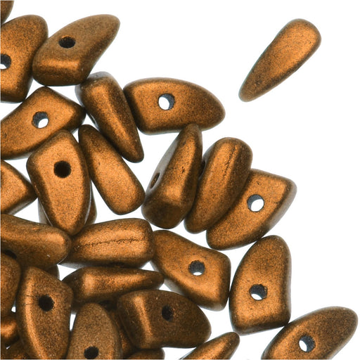 Czech Glass, Prong Beads 6x3.5mm, Matte Metallic Goldenrod (2.5" Tube)