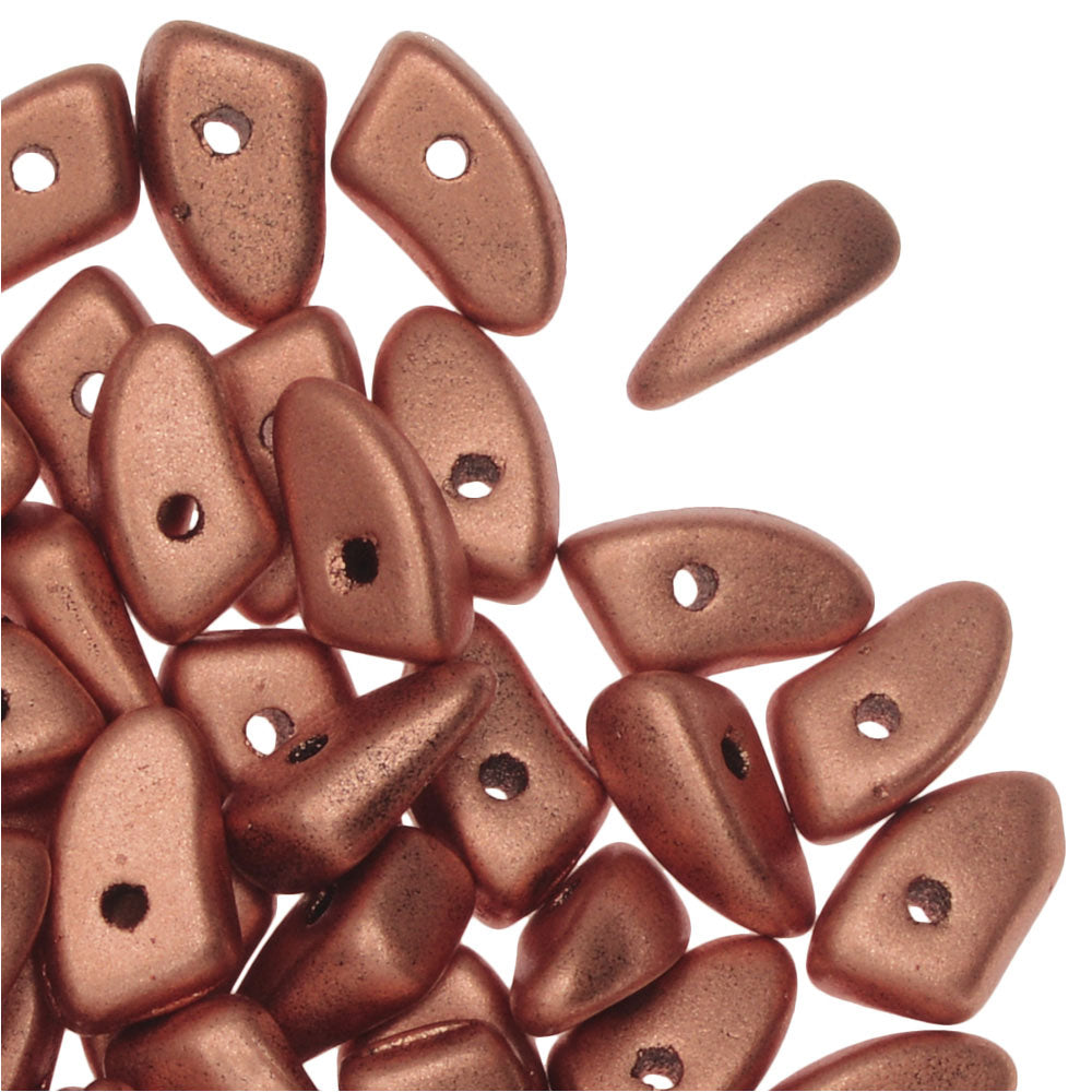 Czech Glass, Prong Beads 6x3.5mm, Matte Metallic Copper (2.5" Tube)