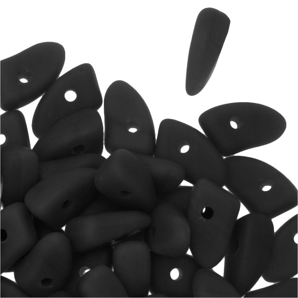 Czech Glass, Prong Beads 6x3.5mm, Matte Jet (2.5" Tube)